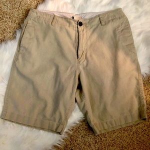 Men’s Linen Cotten Blend Khaki Flat Front Shorts
